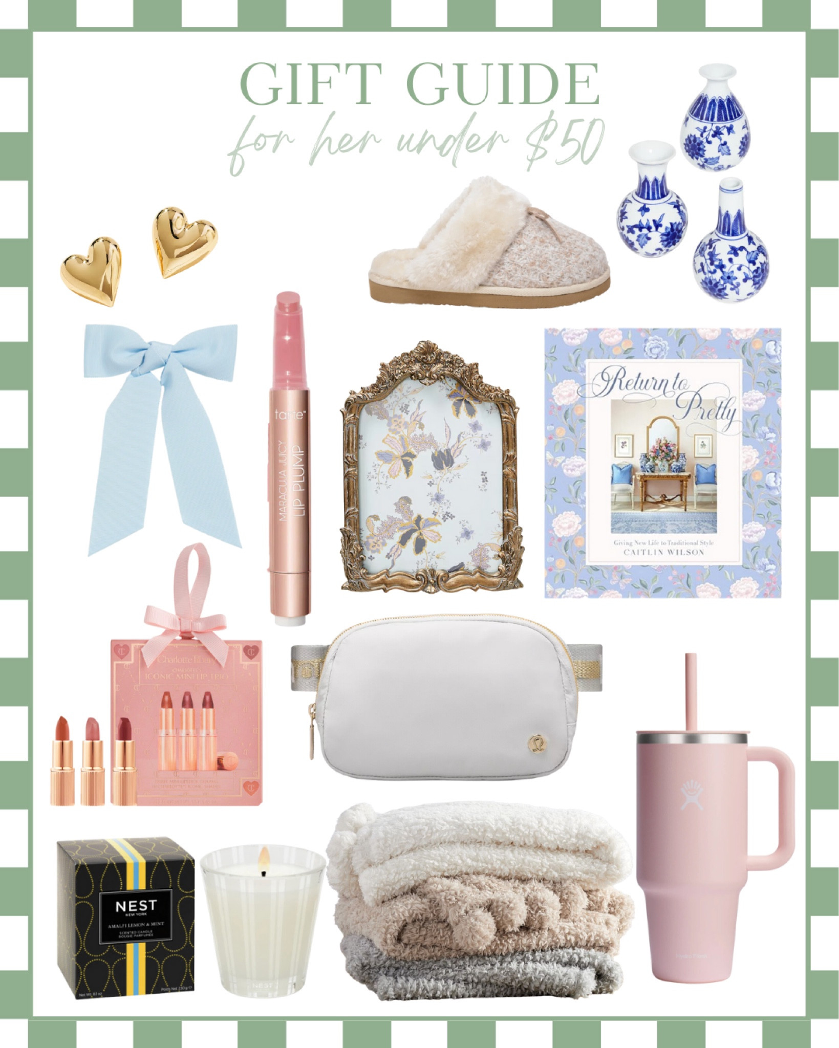 MY 2023 Christmas Guide #6! Gifts for her under $50! 

Gift ideas for her🤍 Women’s gift guide, gifts for her, tennis girl, women’s gifts, holiday gifting, Christmas gift ideas / Saks fifth avenue / Nordstrom / ideas for her / gifts under $50 / gifts under $100 / Anthropologie / stocking stuffers / beauty gifts / home gifts / girly girl / preppy girl / gifts for the preppy girl / pottery barn pom pom blanket / cozy gifts / grandmillenial gifts / nest candles / bauble bar / hydroflask quencher / Lululemon belt bag / tarte / tarte juicy lips / pottery barn 

#LTKGiftGuide #LTKHoliday #LTKfindsunder50