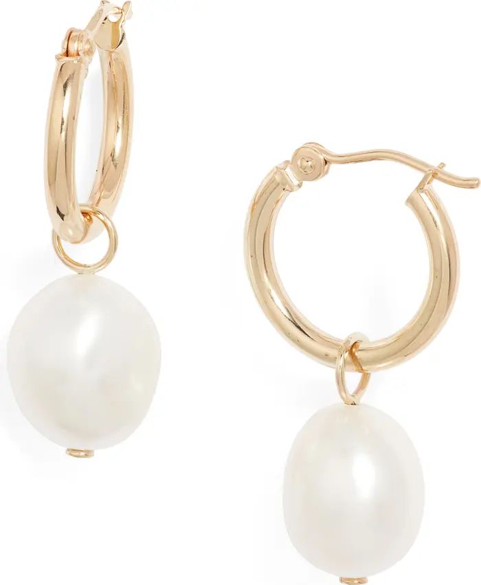 Gold Hoop Earrings with Removable Pearl Charms | Nordstrom