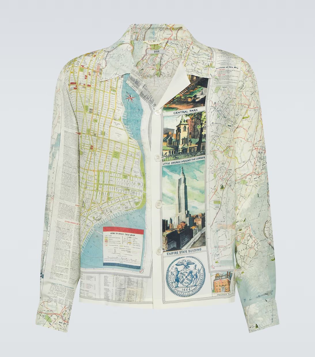 New York City Map silk shirt | Mytheresa (US/CA)