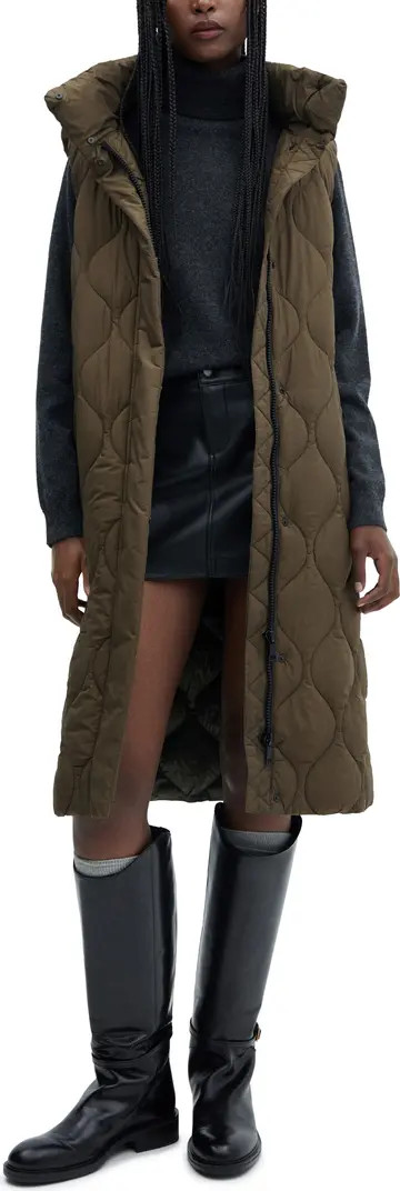 Hooded Longline Water Repellent Quilted Vest | Nordstrom