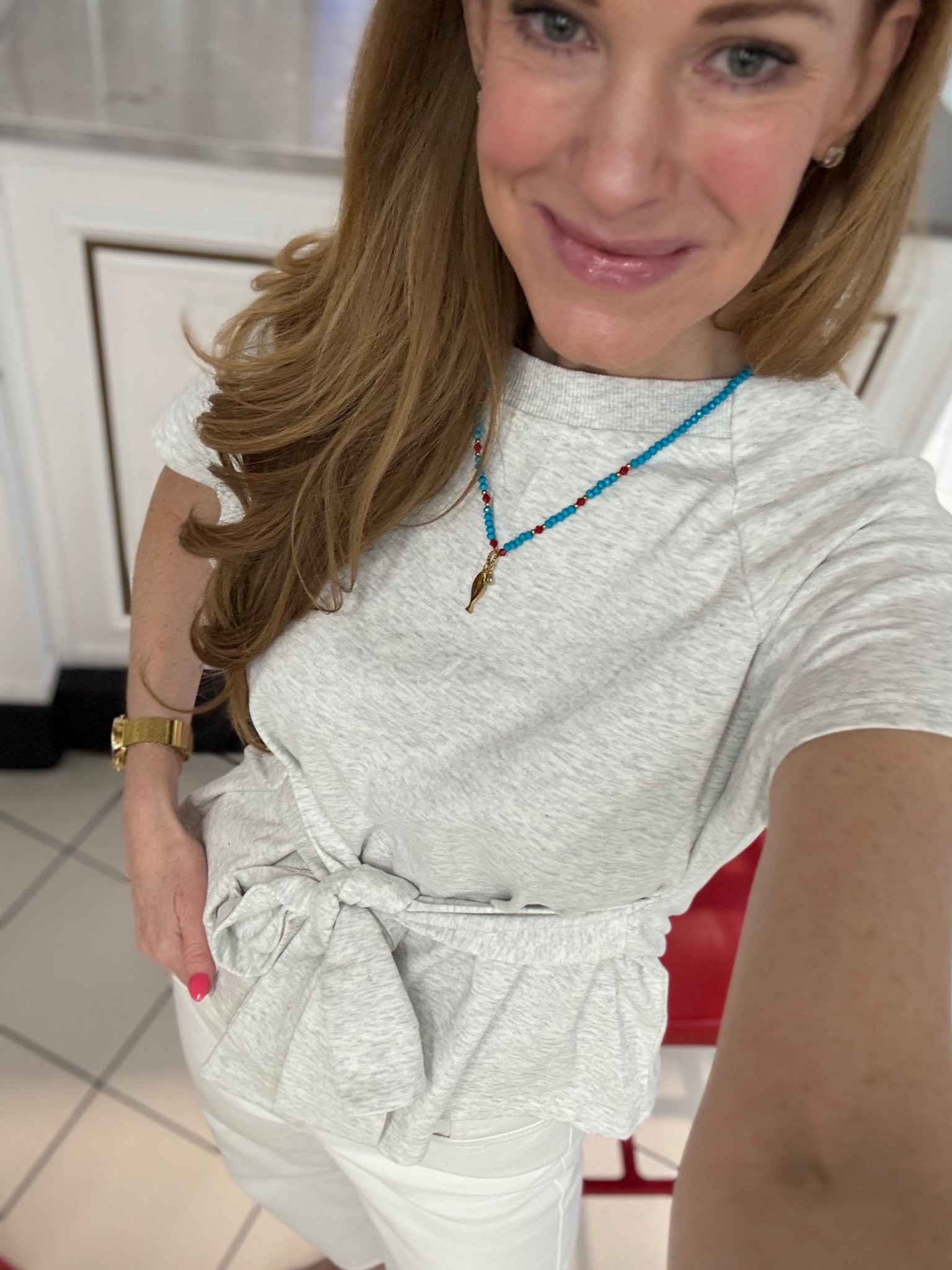 Loooove this tie front Tshirt! It’s so soft and makes a simple outfit elevated! 

#LTKTravel #LTKSeasonal #LTKOver40