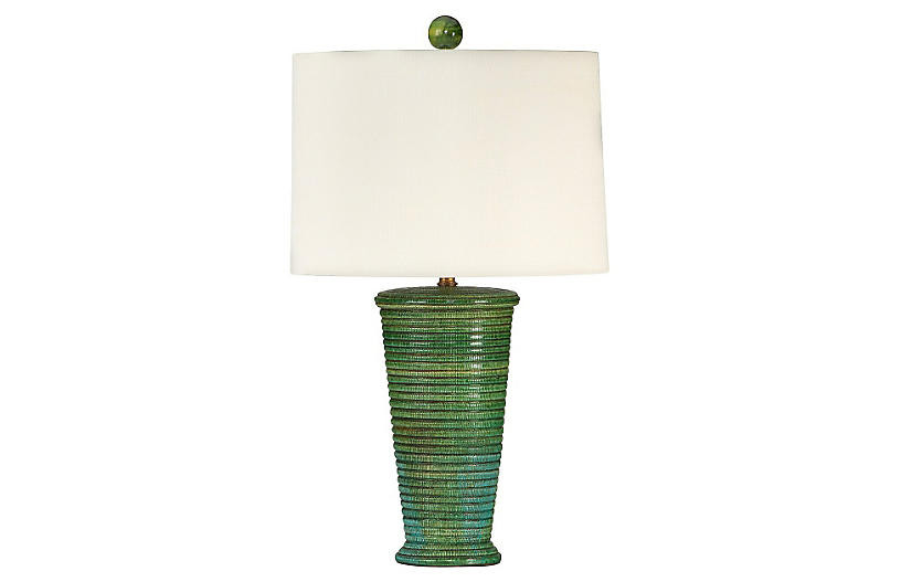 Oceanside Table Lamp, Green | One Kings Lane