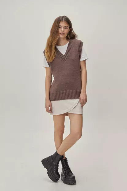V Neck Loose Fit Sweater Vest | Nasty Gal (US)