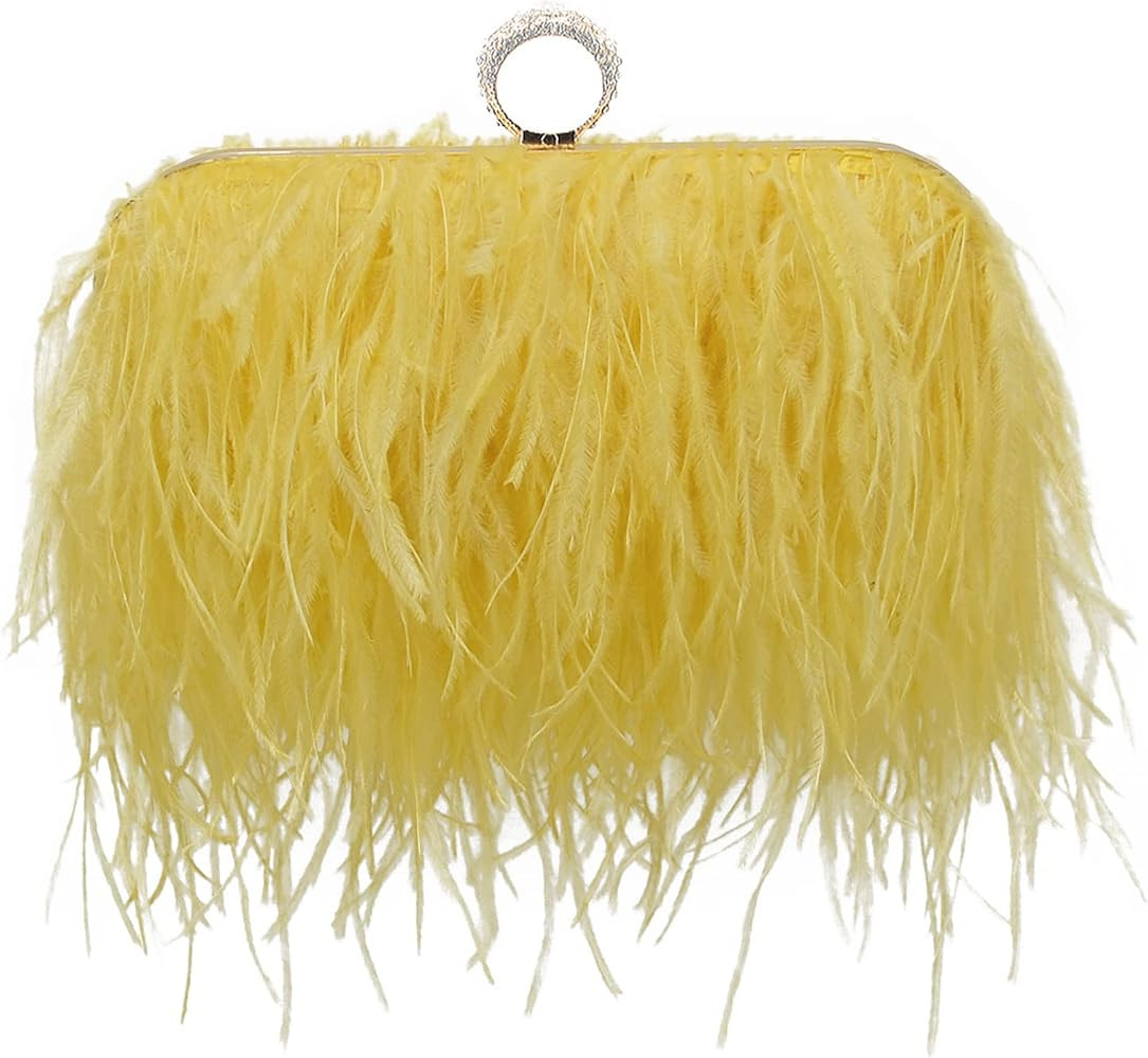 Miuco Women Feather Clutch Purse Shoulder Crossbody Bag Evening Handbags | Amazon (US)