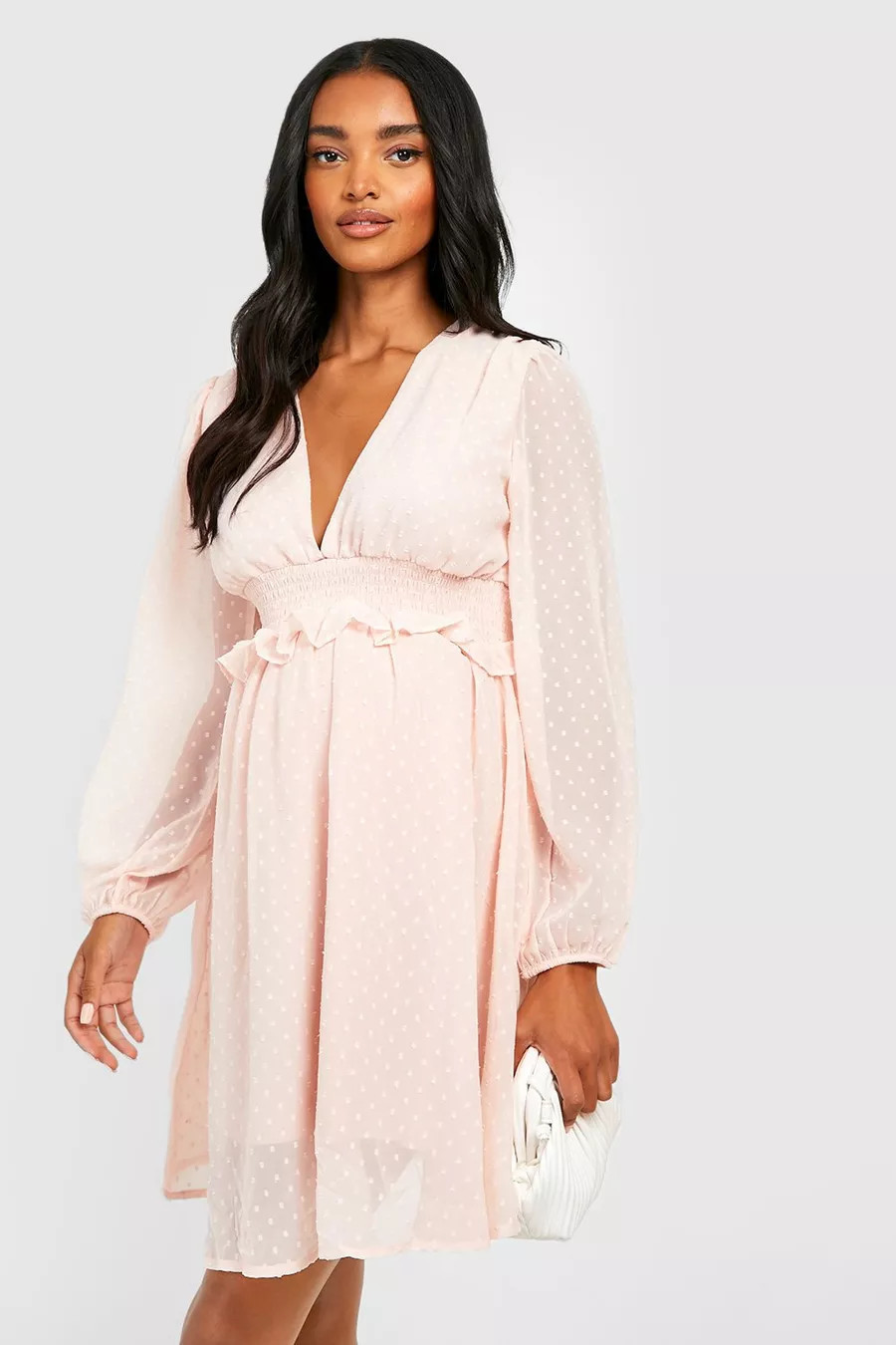 Maternity Dobby Mesh Smock Dress | Boohoo.com (US & CA)