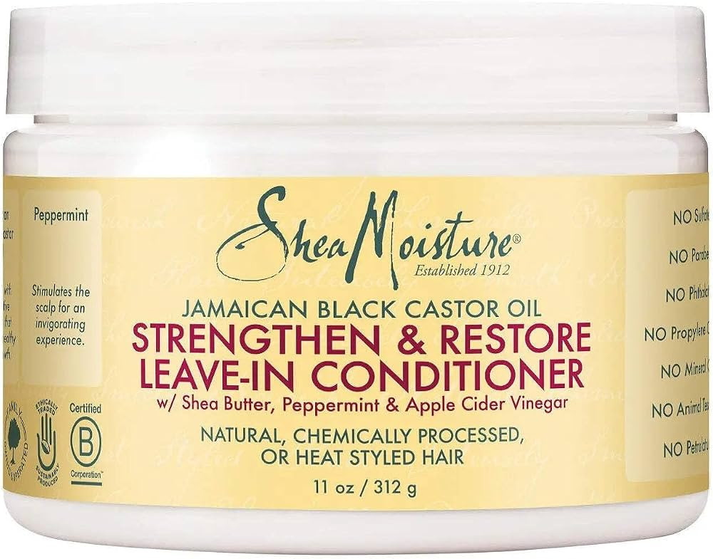 SheaMoisture Jamaican Black Castor Oil Leave In Conditioner 100% Pure Jamaican Black Castor Oil F... | Amazon (US)