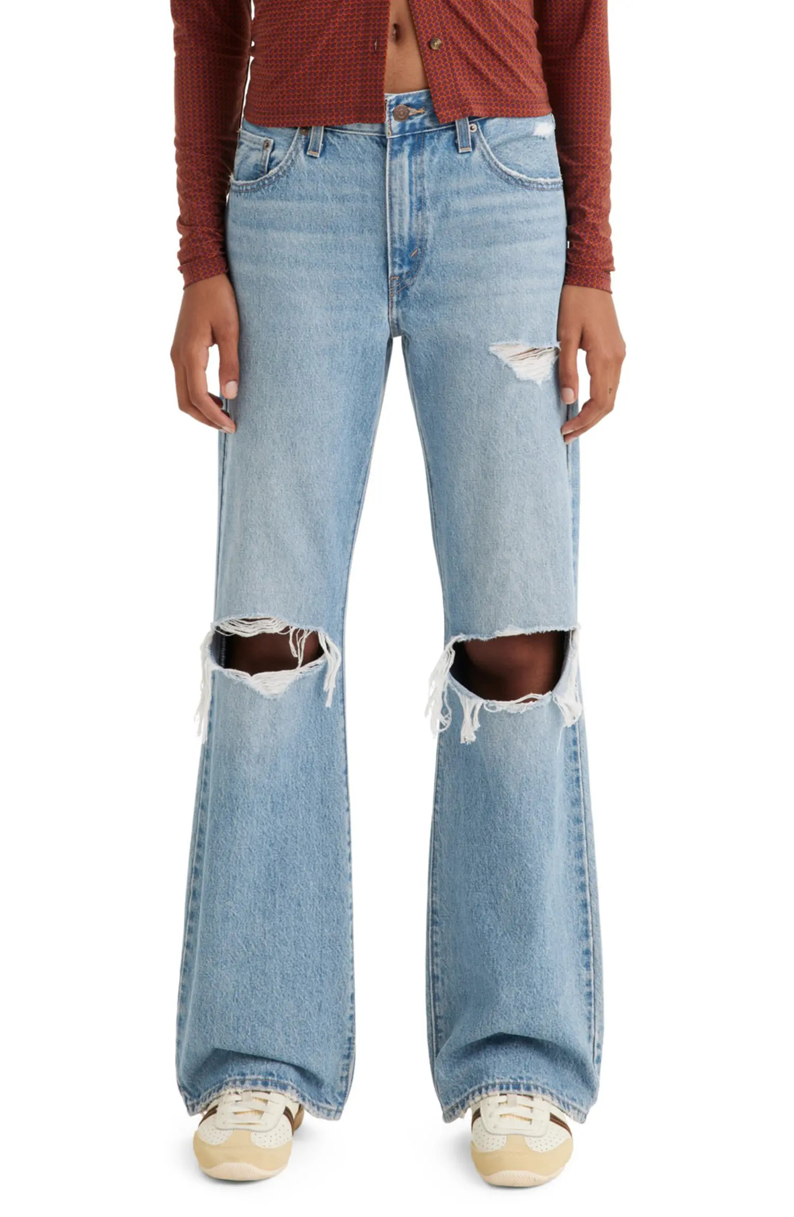 Ripped Baggy Bootcut Jeans | Nordstrom