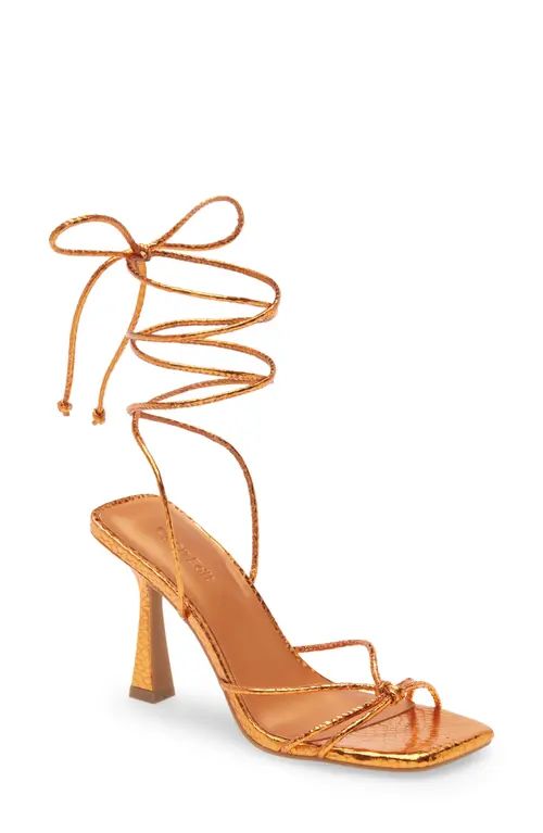 Open Edit Karyn Ankle Tie Sandal in Orange Celosia at Nordstrom, Size 8.5 | Nordstrom