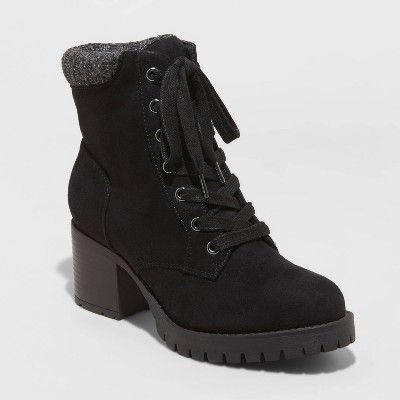 Women's Aveline Microsuede Heeled Lace Up Fashion Boots - Universal Thread™ | Target