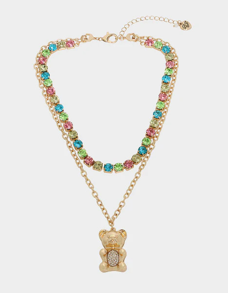 SUGAR RUSH GOLD BEAR NECKLACE MULTI | Betsey Johnson
