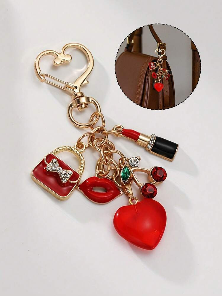 This Elegant Alloy Keychain Is Adorned With A Vintage Crystal-Studded "LOVE" Letter And Heart-Sha... | SHEIN