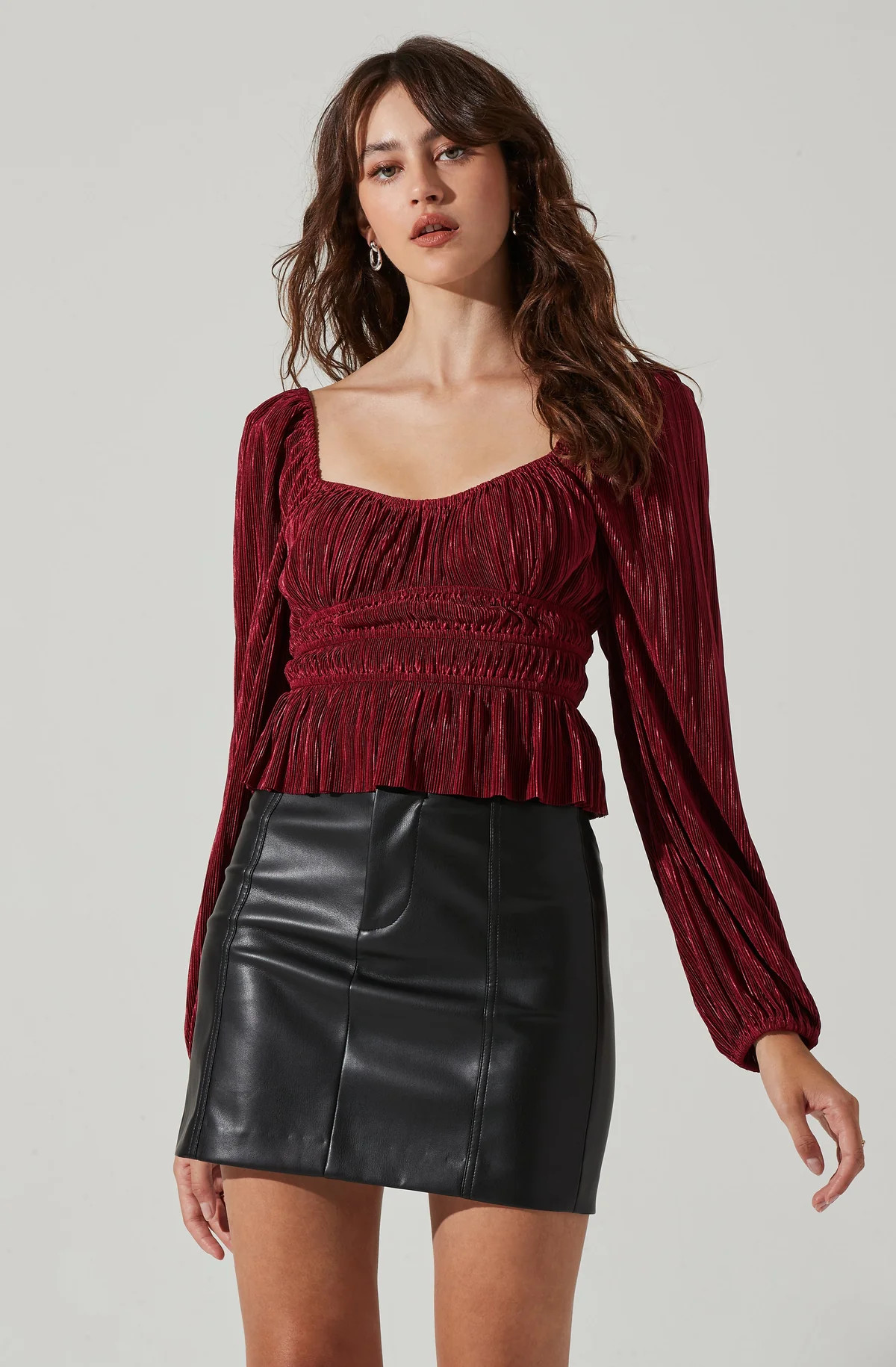 Ziva Plisse Long Sleeve Top | ASTR The Label (US)