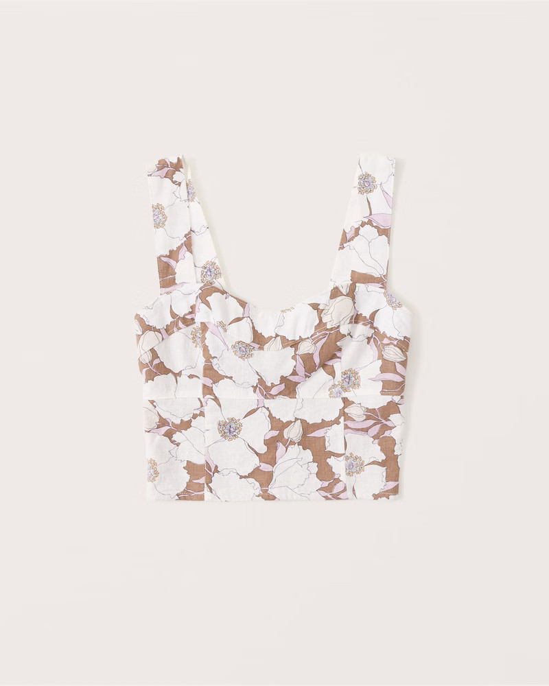 Women's Linen-Blend Corset Set Top | Women's Tops | Abercrombie.com | Abercrombie & Fitch (US)