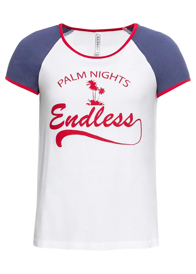 T-shirt van zachte viscose wit-rood-indigo met print | Bonprix NL (Influencer)