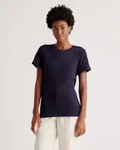 100% Organic Cotton Slub Crewneck Tee in Navy | Quince