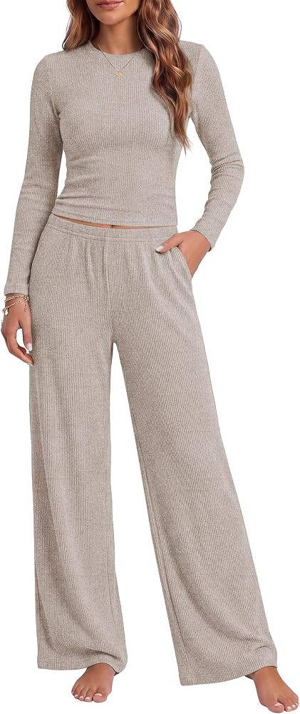 Ekouaer Lounge Sets for Women 2 Piece Long Sleeve Fall Pajamas Set | Amazon (US)