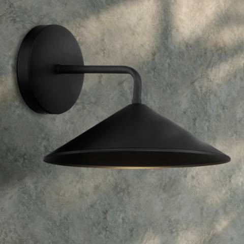 City Streets 10" Wide Sand Coal Black Modern LED Outdoor Wall Light | Lamps Plus