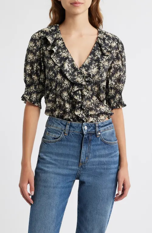 DÔEN Henri Floral Organic Cotton Top in Noire Rosier Floral at Nordstrom, Size Xx-Large | Nordstrom