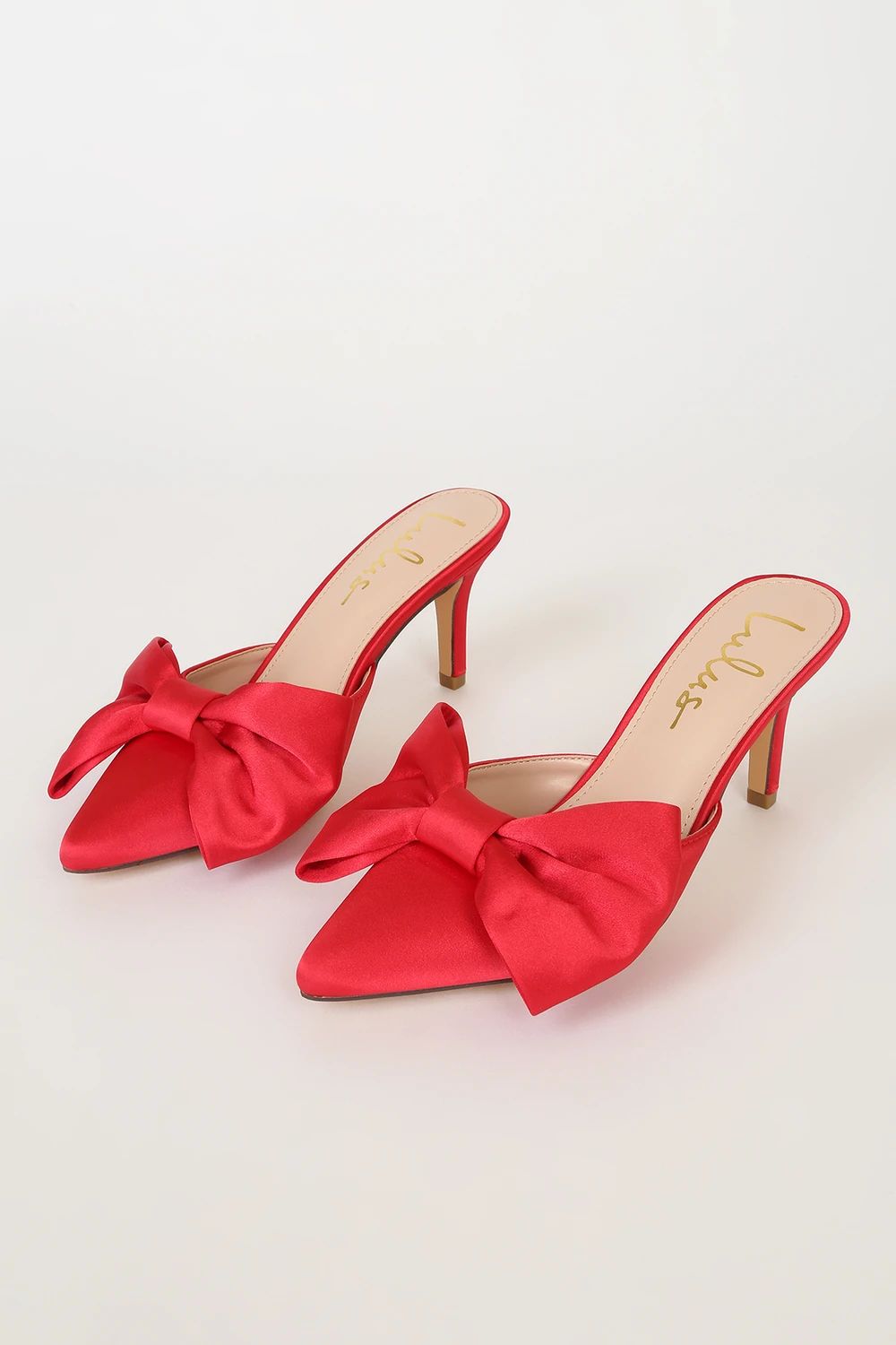 Lyle Red Satin Pointed-Toe Mules | Lulus (US)
