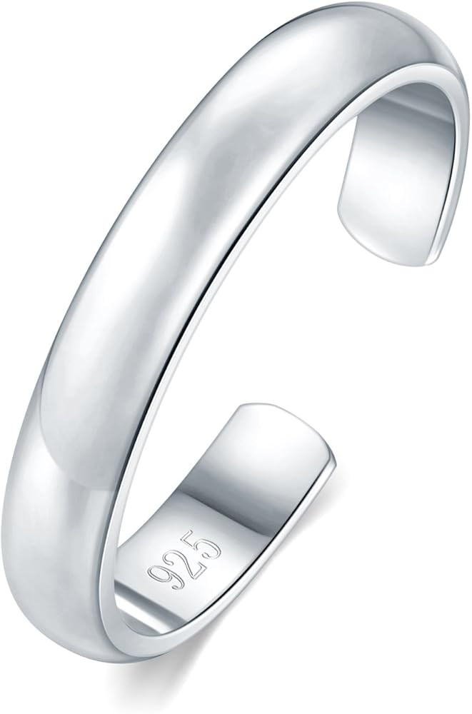 BORUO Toe Rings - Sterling Silver Band Ring - Stylish Toe Rings For Women - Sterling Silver Rings... | Amazon (US)