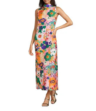 FRANCES VALENTINE Carlyle Botanical Bash Floral Print Mock Neck Sleeveless Maxi Dress | Dillard's | Dillard's