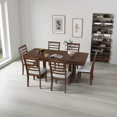 7 Piece Extendable Dining Table Set, Farmhouse Extendable Table With 18" Move Leaf - 78" Rustic Wooden Kitchen Table And 6 Piece Upholstered Chairs | Wayfair North America