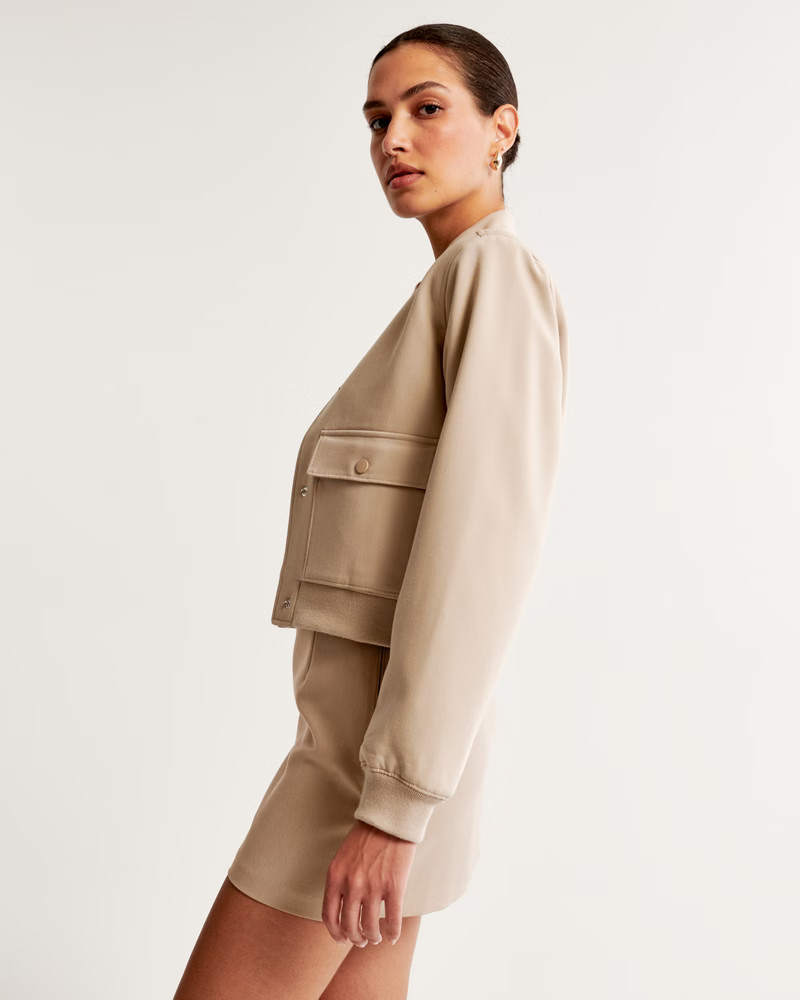 Short Menswear Bomber Jacket | Abercrombie & Fitch (US)