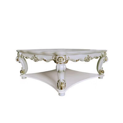 HomeRoots 58" Ivory and Gold Wood Square Coffee Table With Shelf | Target