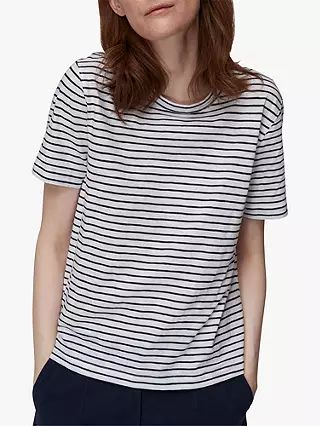 Whistles Emily Ultimate Striped T-Shirt, Navy/Multi | John Lewis (UK)