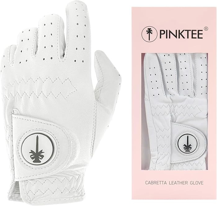 PINKTEE Women's Golf Glove Left Hand Ladies Pink Cabretta Leather Golf Gloves with Removable Magn... | Amazon (US)