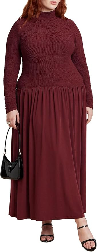 ELOQUII Women's Plus Size Smocked Midi Dress | Amazon (US)