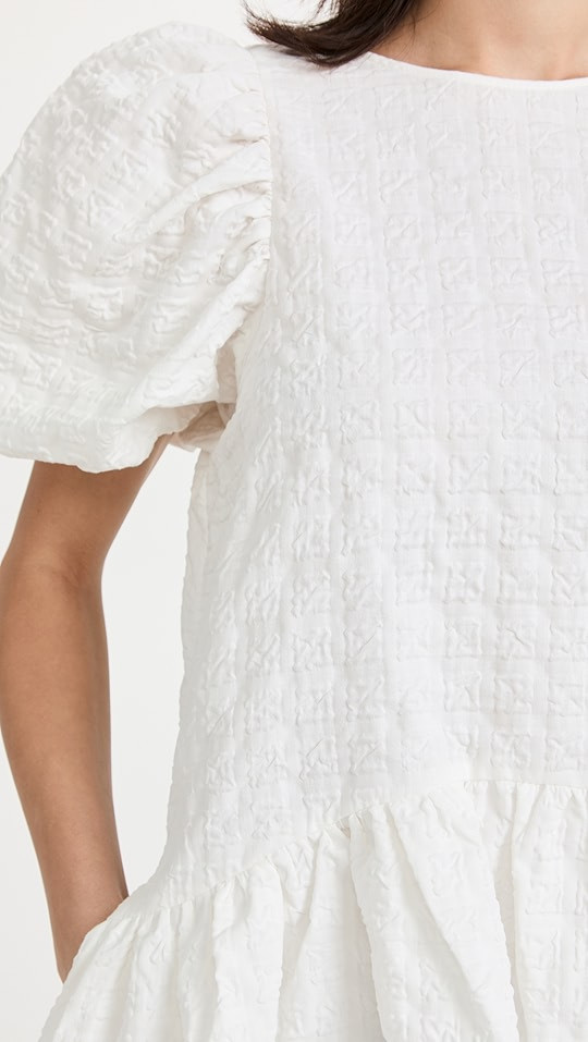 English Factory Back Tie Jacquard Puff Dress | SHOPBOP | Shopbop