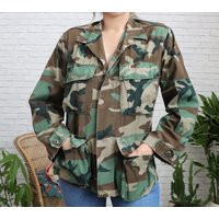 Vintage Camo Jacket | Xs To Small Petite 70's 80's Camouflage Field Chore Grunge Work Military Army Lightweight Cotton | Etsy (US)