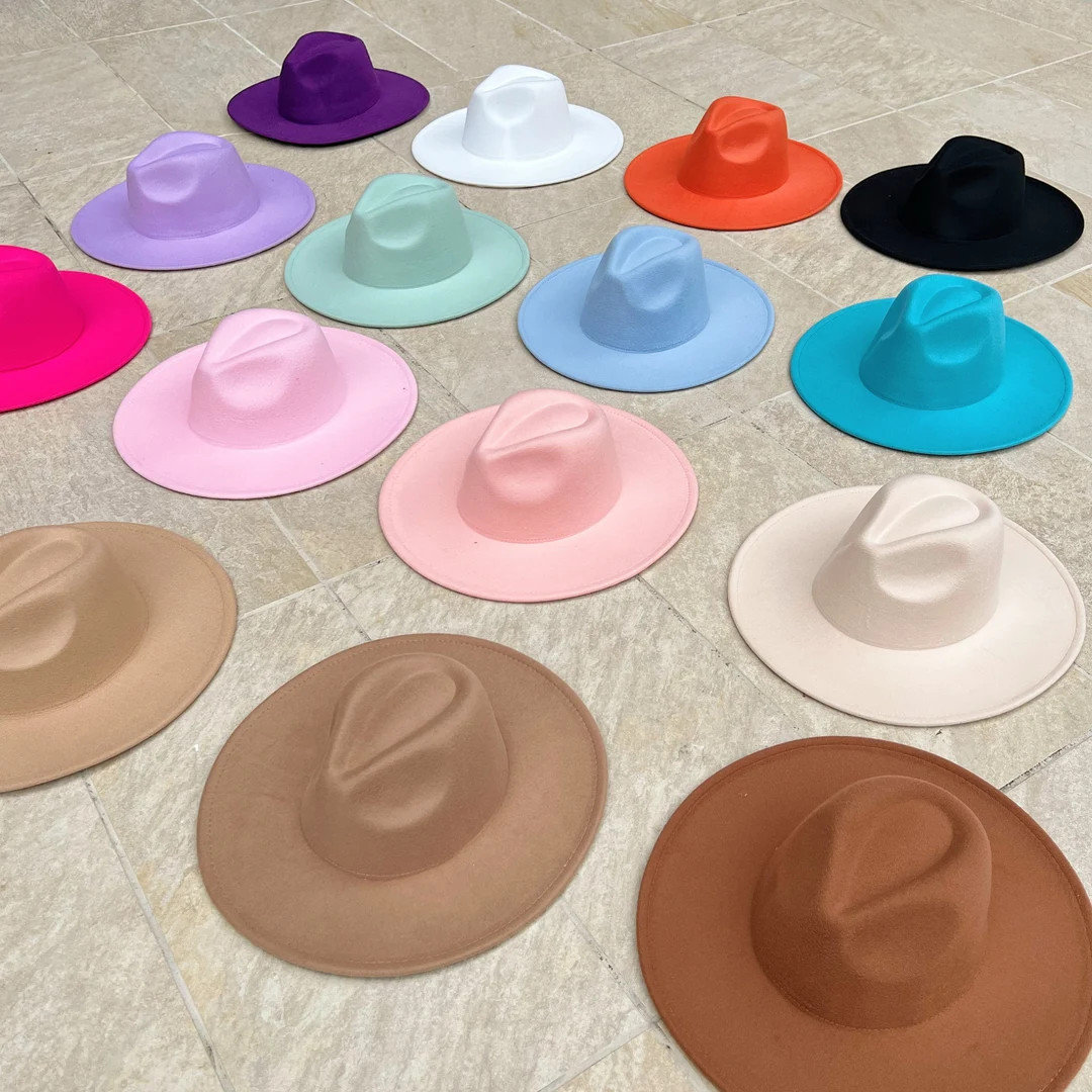 Unisex Wide Brim Plain Fedoras | Etsy (US)