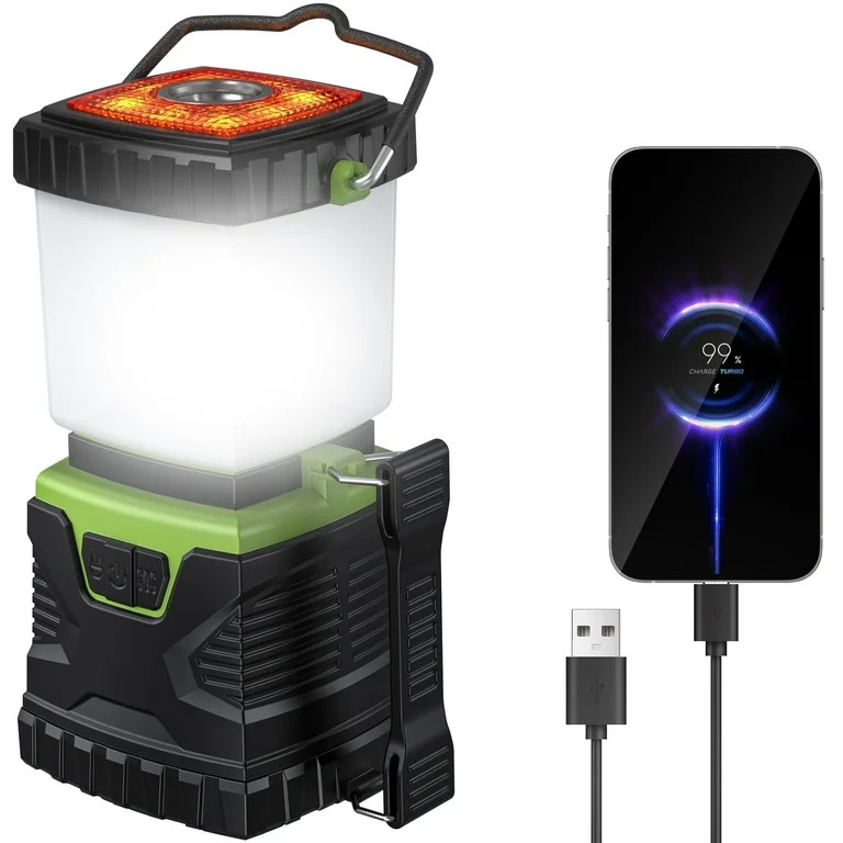 SUNOYAR Camping Lantern Rechargeable, 1500LM 4400mAh Camping Lights with 5 Light Modes & USB Cabl... | Walmart (US)