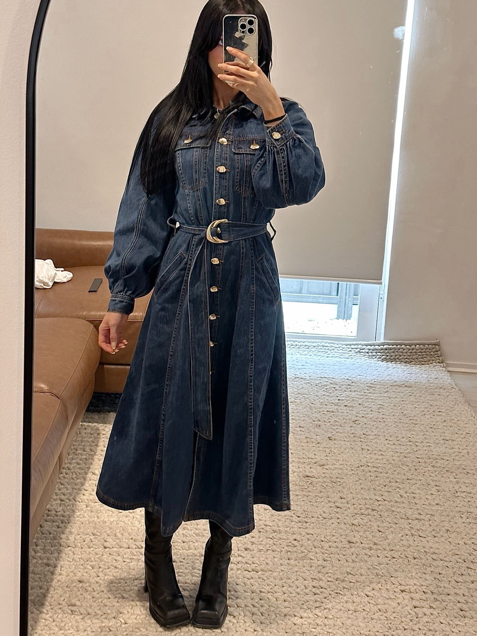 black off the shoulder shirt dress Shelisa Slouchy Mini Dress in Black , One Shoulder , Long Sleeve