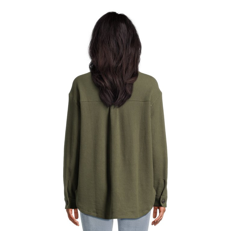 Time and Tru Women's Waffle Knit Shacket, Sizes XS-XXXL | Walmart (US)