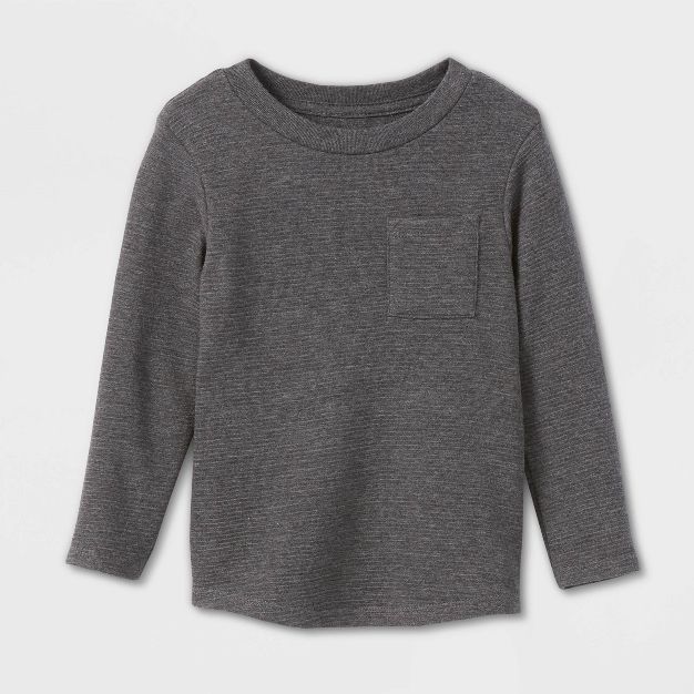 Toddler Boys&#39; Ottoman Long Sleeve Knit T-Shirt - Cat &#38; Jack&#8482; Charcoal Gray 3T | Target