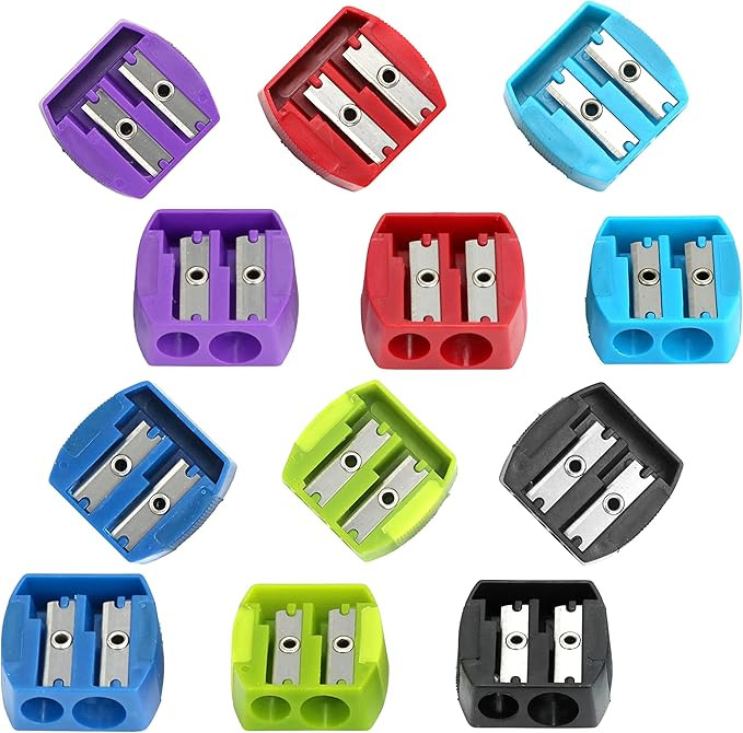 Iconikal 2-Size Hole Manual Pencil Sharpener with Rubber Grip, 6 Colors, 12-Pack | Amazon (US)