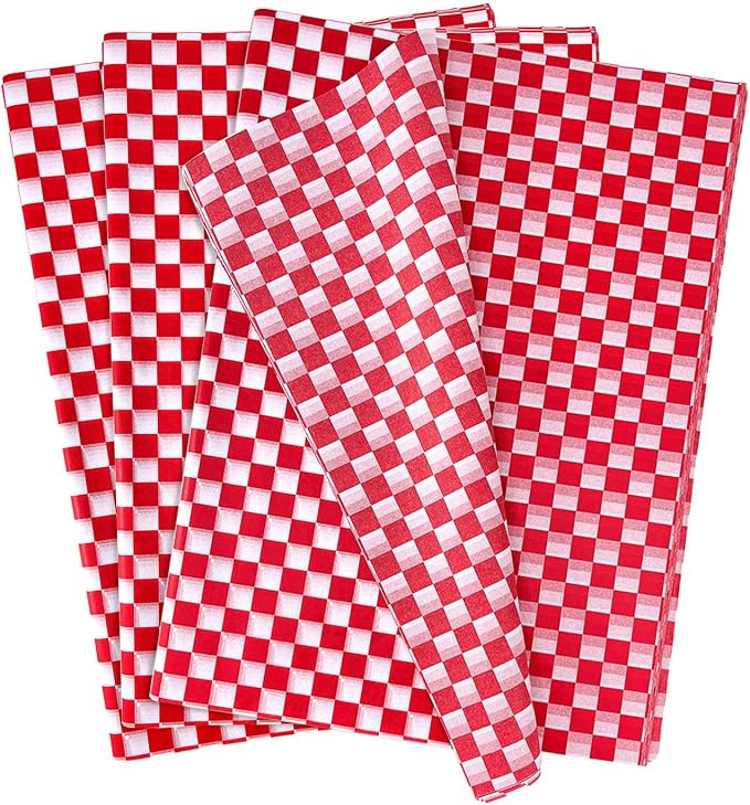 MUNILAIL 100 Sheets Checkered Tissue Paper 14 x 20 Inches Red and White Tissue Paper for Gift Bag... | Amazon (US)