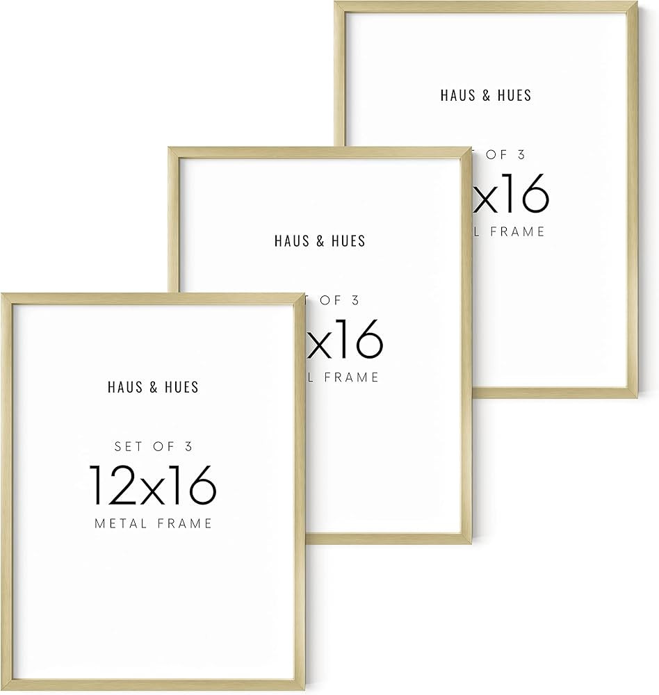 HAUS AND HUES Gold Picture Frames 12x16 - Gold Gallery Wall Frame Set of 3, 12x16 Poster Frame, G... | Amazon (US)