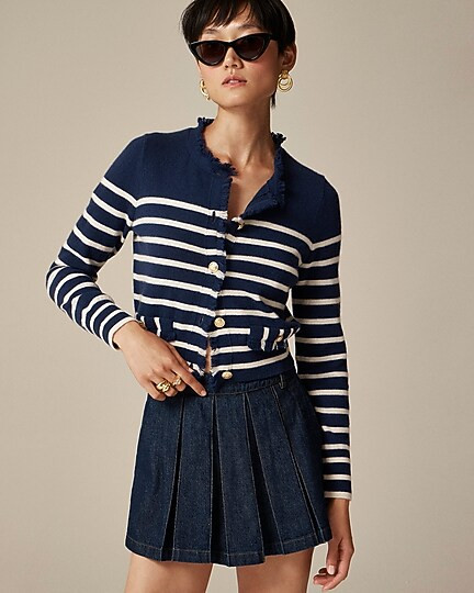 Cashmere fringe-trim sweater lady jacket | J. Crew US