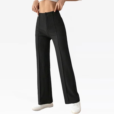 Womens Straight Leg Stretchy Fit Pants High Waist Stitched Crease Pants Slim Fit Trendy Business Casual Pants Trousers, Black - XXL | Target