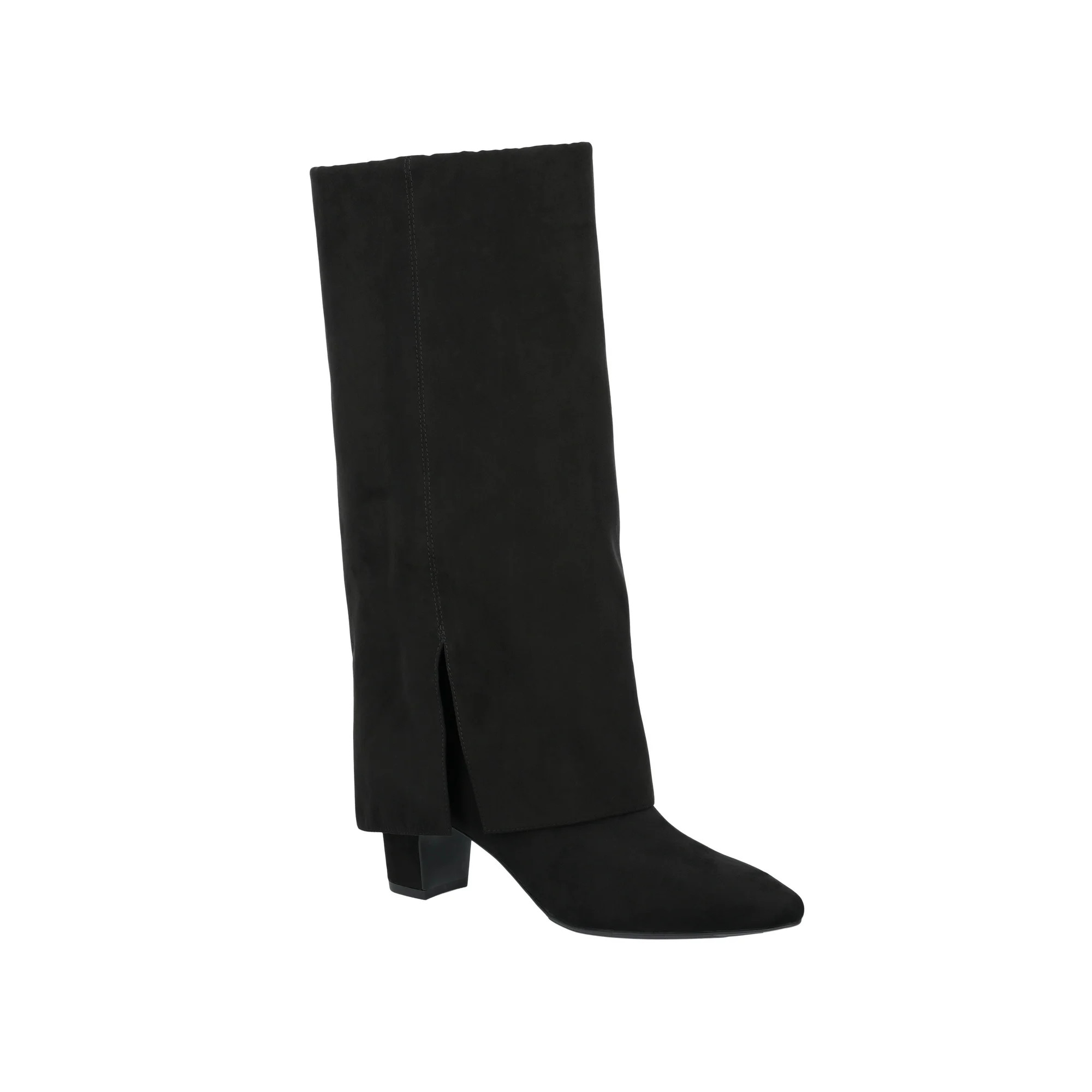 Time and Tru Women's Faux Suede Foldover Tall Boots | Walmart (US)