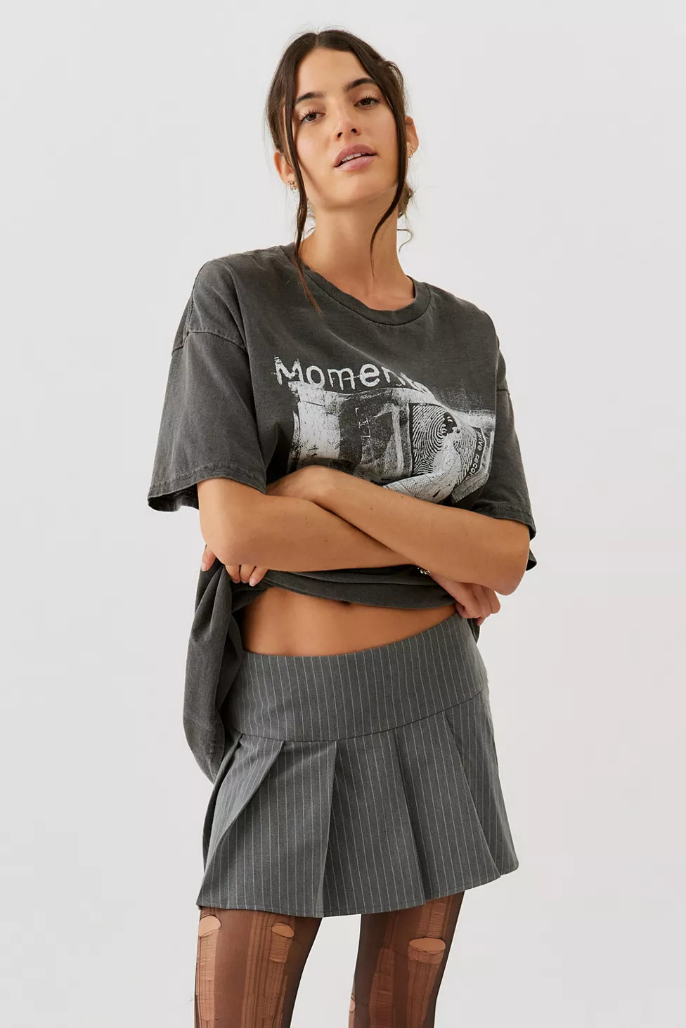 Motel Senona Pinstripe Low-Rise Mini Skirt | Urban Outfitters (US and RoW)