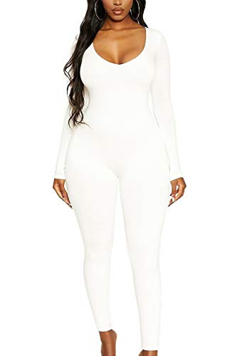 Mulisky Women's Sexy Long Sleeve Bodycon Jumpsuit Rompers One Piece Outfits | Amazon (US)