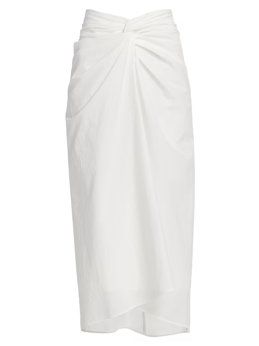 Twist-Front Cotton-Blend Midi-Skirt | Saks Fifth Avenue