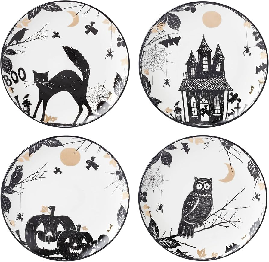 Lenox 896871 Vintage Halloween Haunted Accent Plates, Set of 4, Assorted, Halloween | Amazon (US)