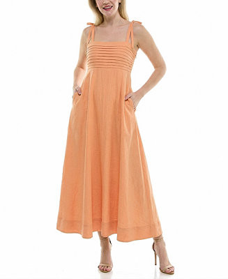 Women's Pleated Square Neck A-Line Dress | Macy's