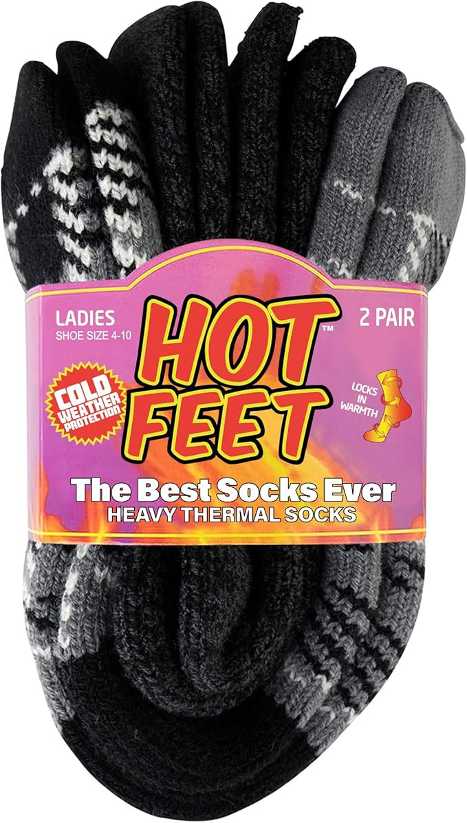 HOT FEET Thermal Socks For Women- Cold Weather Thick Warm Winter Hiking Insulated Socks, Stocking... | Amazon (US)